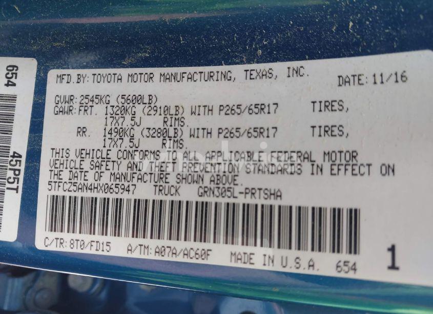 Photo 9 of 2017 Toyota Tacoma TRD SPORT (VIN 5TFCZ5AN4HX065947)