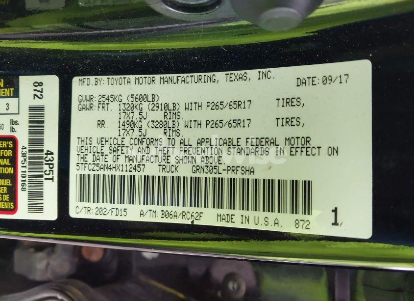 Photo 9 of 2017 Toyota Tacoma TRD SPORT (VIN 5TFCZ5AN4HX112457)