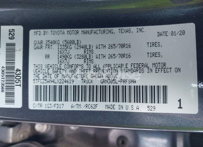 Photo 9 of 2020 Toyota Tacoma TRD OFF-ROAD (VIN 5TFCZ5AN4LX224619)