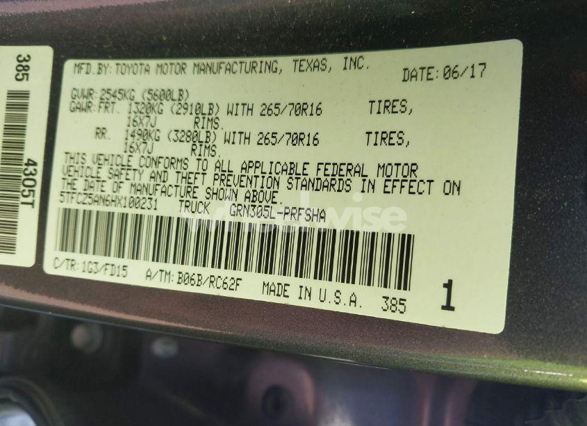 Photo 9 of 2017 Toyota Tacoma TRD OFF ROAD (VIN 5TFCZ5AN6HX100231)