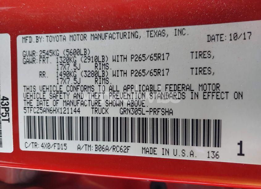 Photo 9 of 2017 Toyota Tacoma TRD SPORT (VIN 5TFCZ5AN6HX121144)