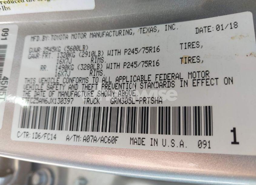 Photo 9 of 2018 Toyota Tacoma SR5 V6 (VIN 5TFCZ5AN6JX130397)