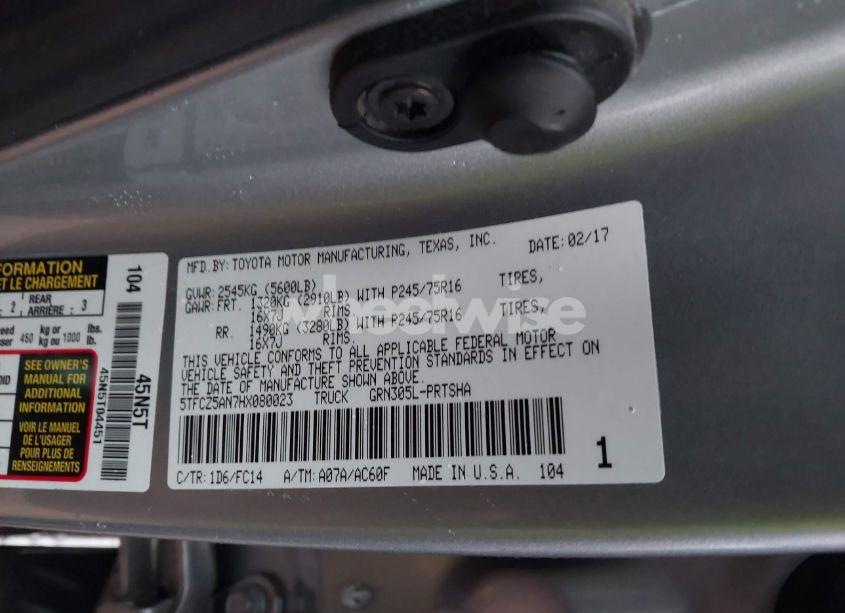 Photo 9 of 2017 Toyota Tacoma SR5 V6 (VIN 5TFCZ5AN7HX080023)