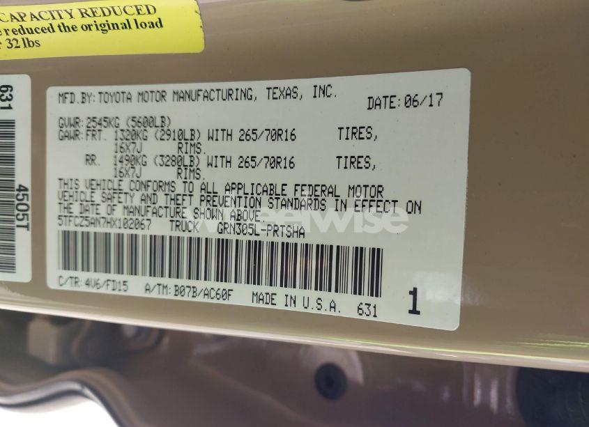 Photo 9 of 2017 Toyota Tacoma TRD OFF ROAD (VIN 5TFCZ5AN7HX102067)