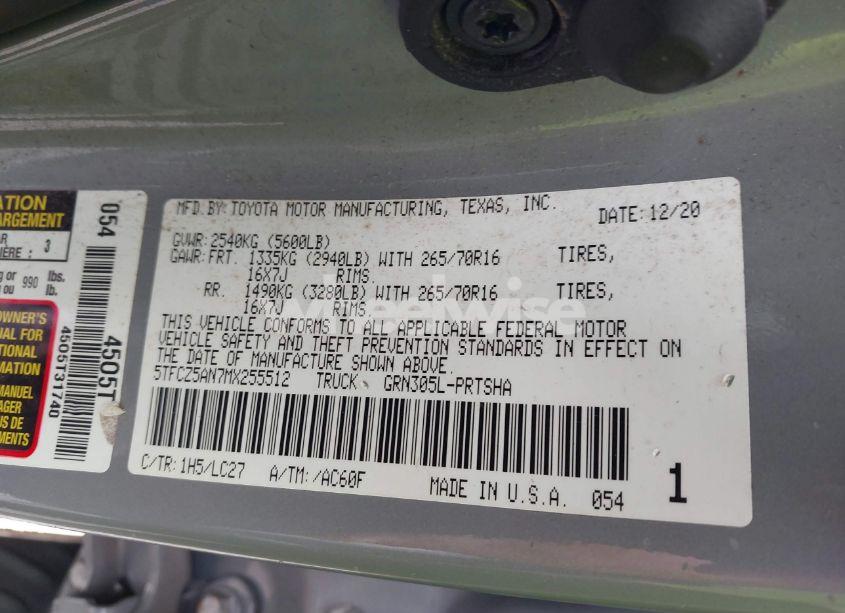 Photo 9 of 2021 Toyota Tacoma TRD OFF-ROAD (VIN 5TFCZ5AN7MX255512)