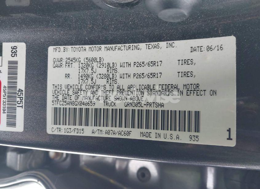 Photo 9 of 2016 Toyota Tacoma TRD SPORT (VIN 5TFCZ5AN8GX040659)