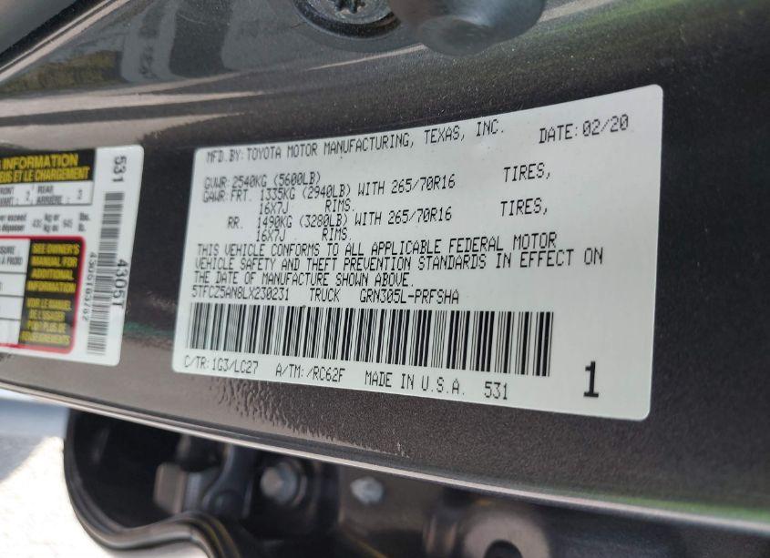 Photo 9 of 2020 Toyota Tacoma TRD OFF-ROAD (VIN 5TFCZ5AN8LX230231)