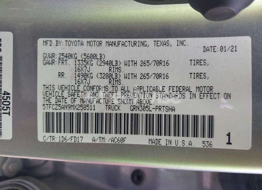 Photo 9 of 2021 Toyota Tacoma TRD OFF-ROAD (VIN 5TFCZ5AN9MX258511)