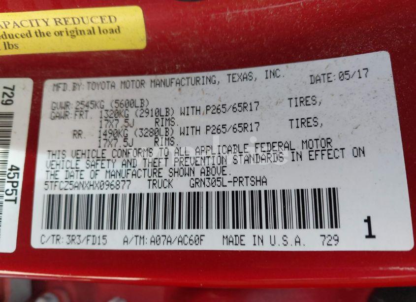 Photo 9 of 2017 Toyota Tacoma TRD SPORT (VIN 5TFCZ5ANXHX096877)