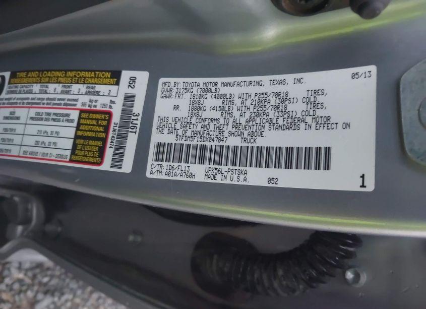 Photo 9 of 2013 Toyota Tundra GRADE 4.6L V8 (VIN 5TFDM5F15DX047847)