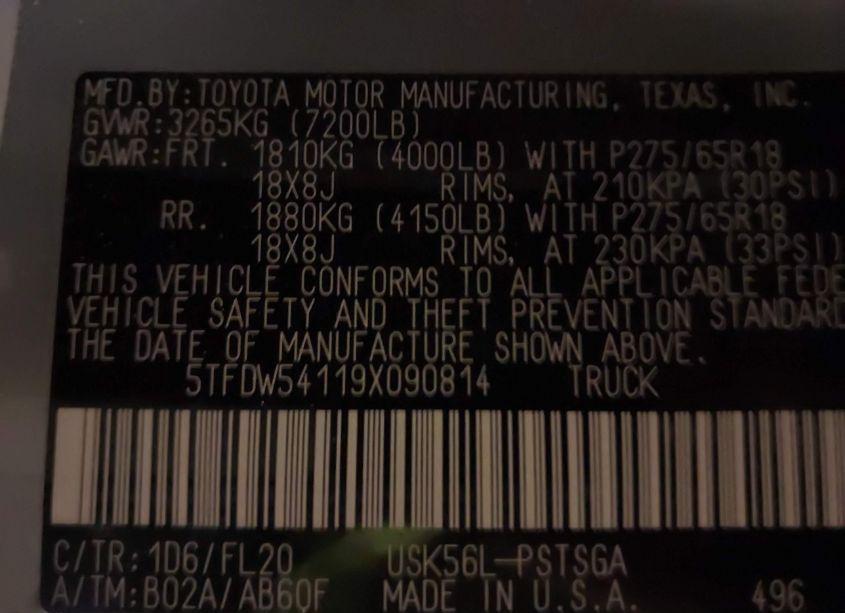 Photo 9 of 2009 Toyota Tundra SR5 5.7L V8 (VIN 5TFDW54119X090814)