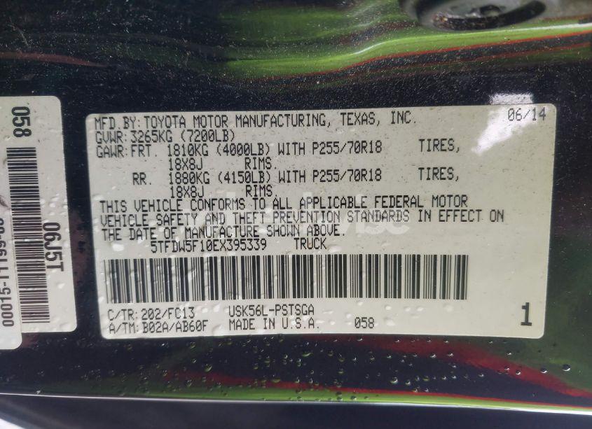 Photo 9 of 2014 Toyota Tundra SR5 5.7L V8 (VIN 5TFDW5F10EX395339)