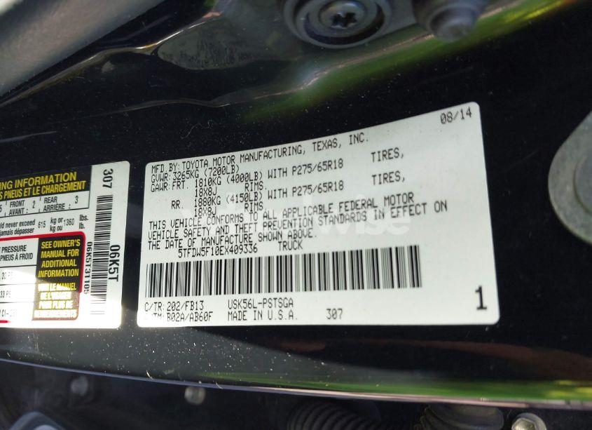 Photo 9 of 2014 Toyota Tundra SR5 5.7L V8 (VIN 5TFDW5F10EX409336)
