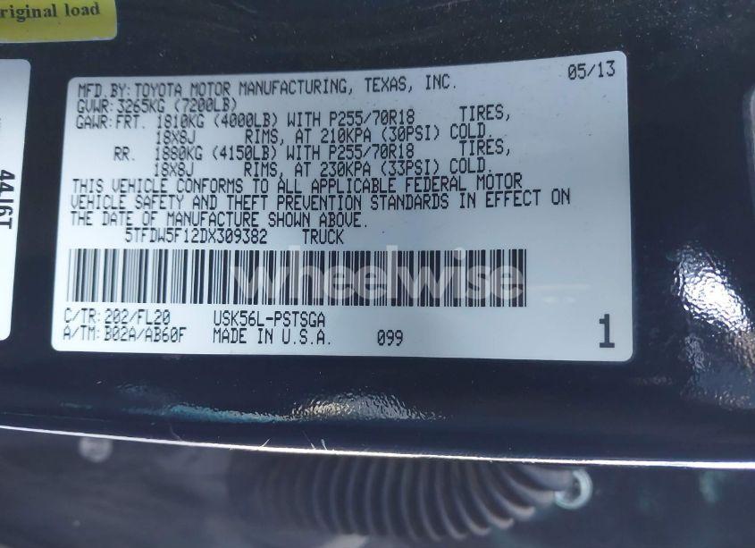 Photo 9 of 2013 Toyota Tundra GRADE 5.7L V8 (VIN 5TFDW5F12DX309382)