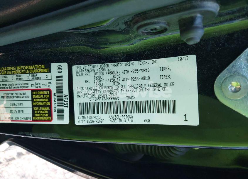 Photo 9 of 2018 Toyota Tundra SR5 5.7L V8 (VIN 5TFDW5F13JX699095)