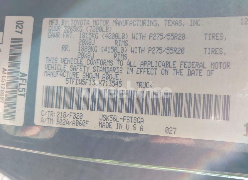 Photo 9 of 2018 Toyota Tundra SR5 5.7L V8 (VIN 5TFDW5F13JX713545)