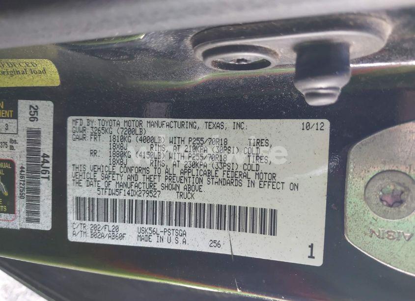 Photo 9 of 2013 Toyota Tundra GRADE 5.7L V8 (VIN 5TFDW5F14DX279527)