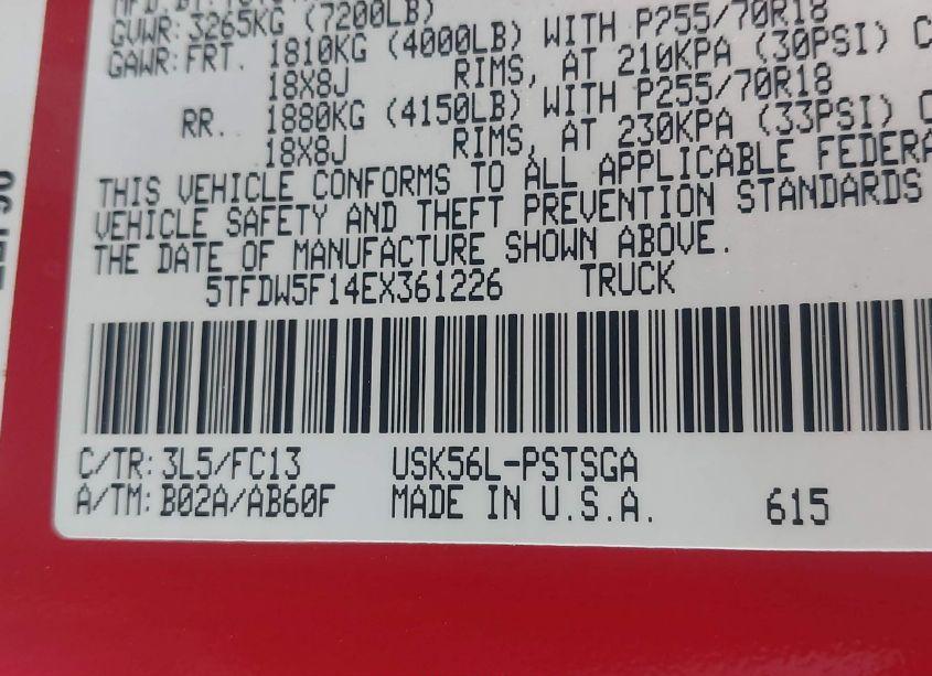 Photo 9 of 2014 Toyota Tundra SR5 5.7L V8 (VIN 5TFDW5F14EX361226)