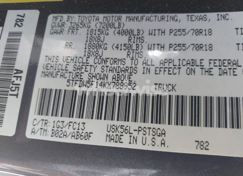 Photo 9 of 2019 Toyota Tundra SR5 5.7L V8 (VIN 5TFDW5F14KX788952)