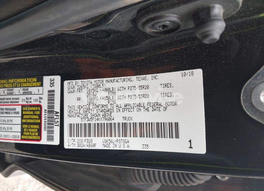 Photo 9 of 2019 Toyota Tundra SR5 5.7L V8 (VIN 5TFDW5F14KX796064)