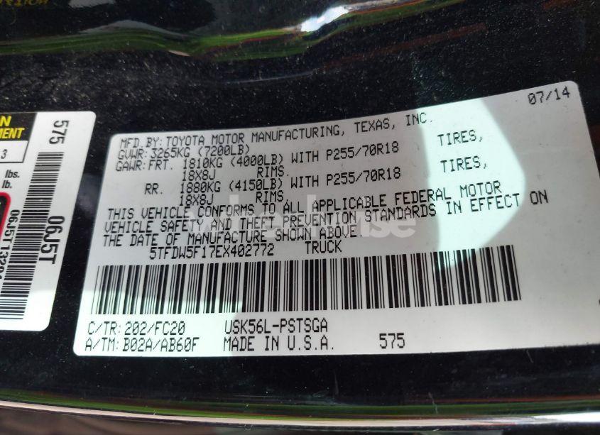 Photo 9 of 2014 Toyota Tundra SR5 5.7L V8 (VIN 5TFDW5F17EX402772)