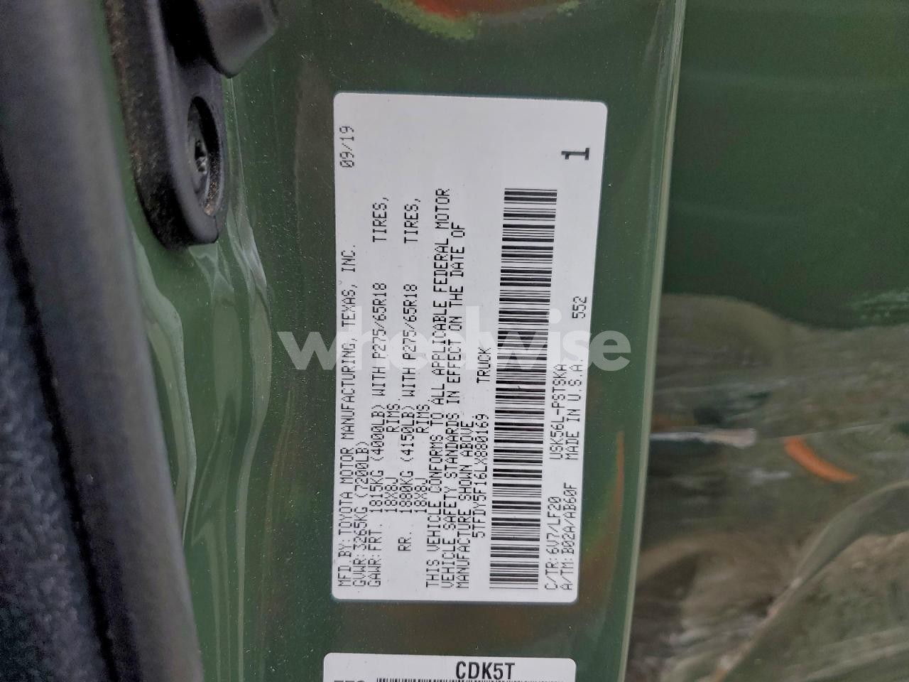 Photo 12 of 2020 TOYOTA TUNDRA CREWMAX SR5 (VIN 5TFDY5F16LX880169)