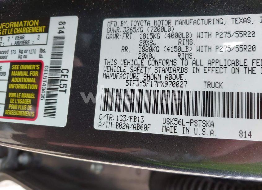 Photo 9 of 2021 Toyota Tundra SR5 (VIN 5TFDY5F17MX970027)