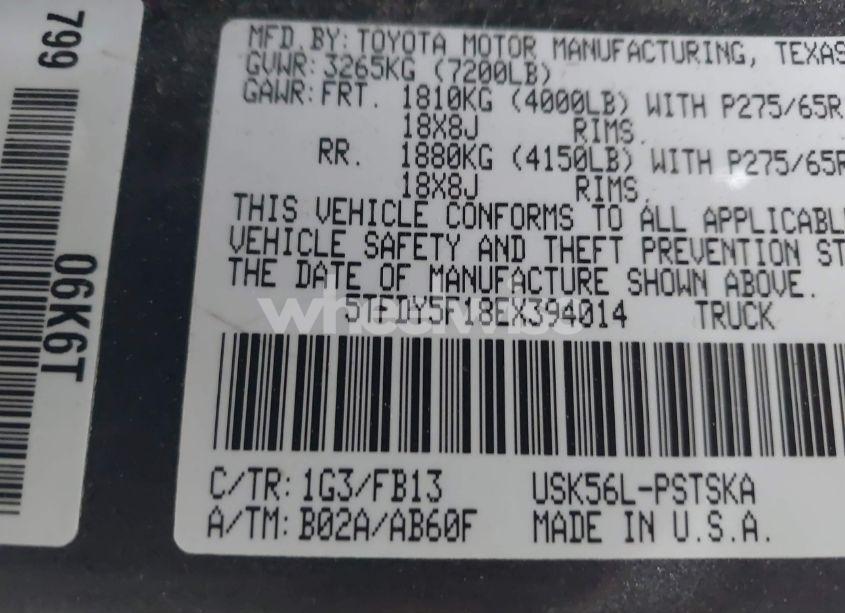 Photo 9 of 2014 Toyota Tundra SR5 5.7L V8 (VIN 5TFDY5F18EX394014)