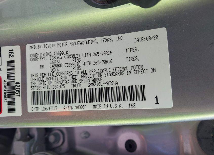 Photo 9 of 2020 Toyota Tacoma TRD OFF-ROAD (VIN 5TFDZ5BN1LX054075)