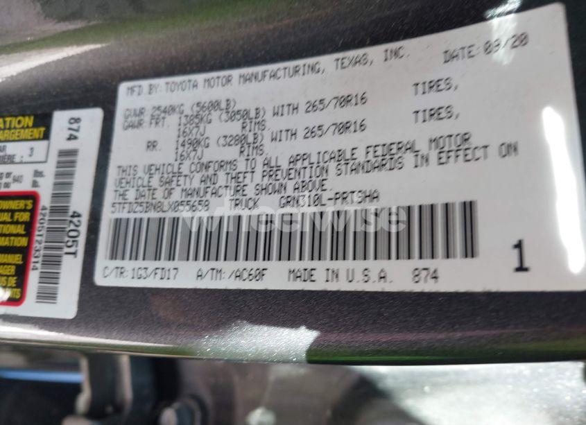 Photo 9 of 2020 Toyota Tacoma TRD OFF-ROAD (VIN 5TFDZ5BN8LX055658)