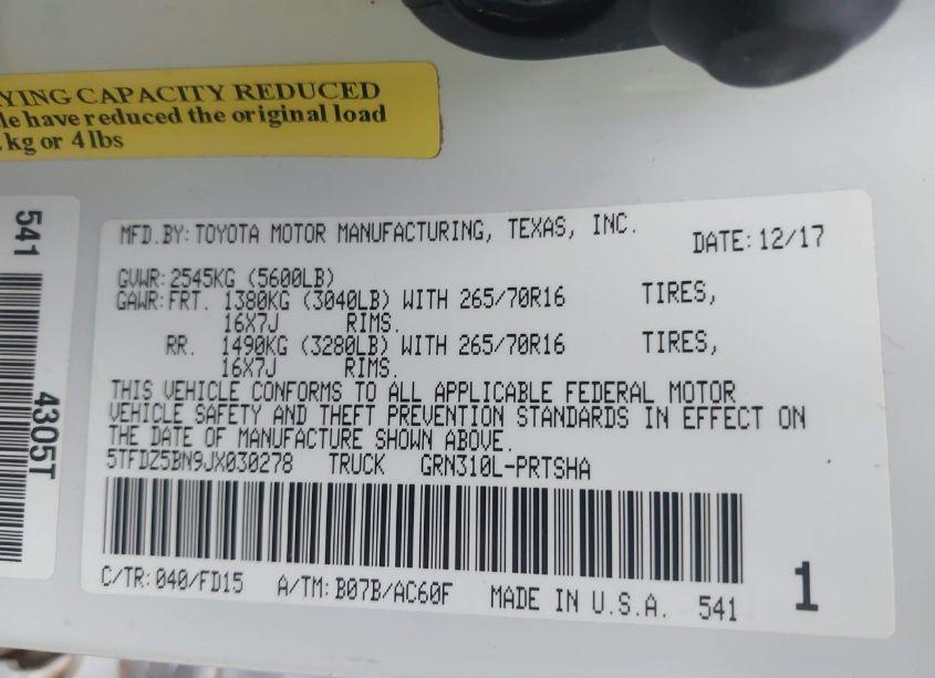 Photo 9 of 2018 Toyota Tacoma TRD OFF ROAD (VIN 5TFDZ5BN9JX030278)