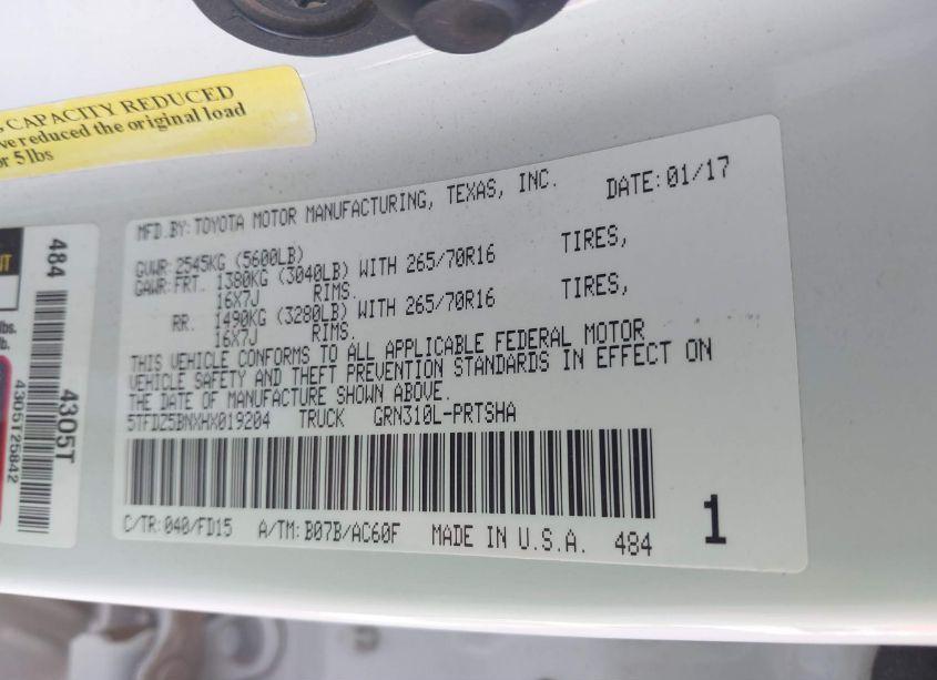 Photo 9 of 2017 Toyota Tacoma TRD OFF ROAD (VIN 5TFDZ5BNXHX019204)