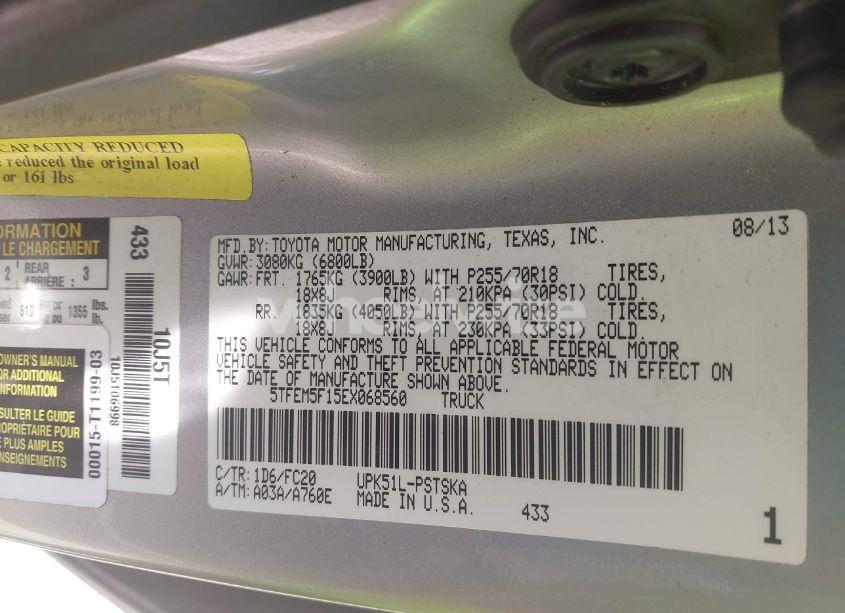 Photo 9 of 2014 Toyota Tundra SR5 4.6L V8 (VIN 5TFEM5F15EX068560)