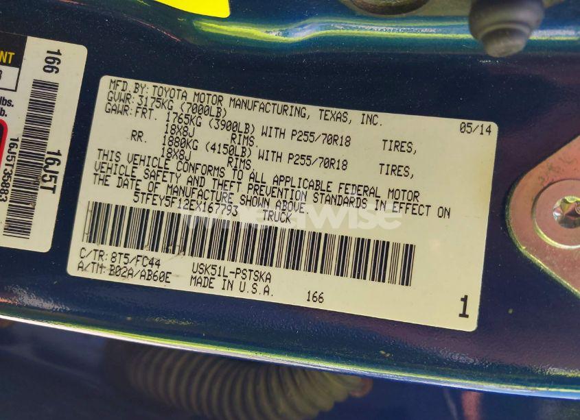 Photo 9 of 2014 Toyota Tundra SR5 5.7L V8 (VIN 5TFEY5F12EX167793)