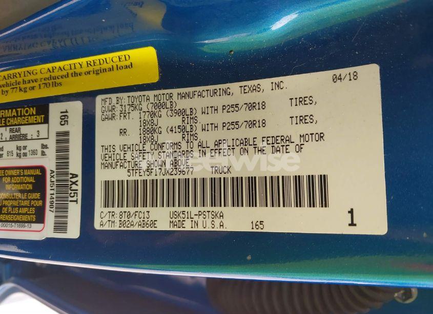 Photo 9 of 2018 Toyota Tundra SR5 5.7L V8 (VIN 5TFEY5F17JX239677)