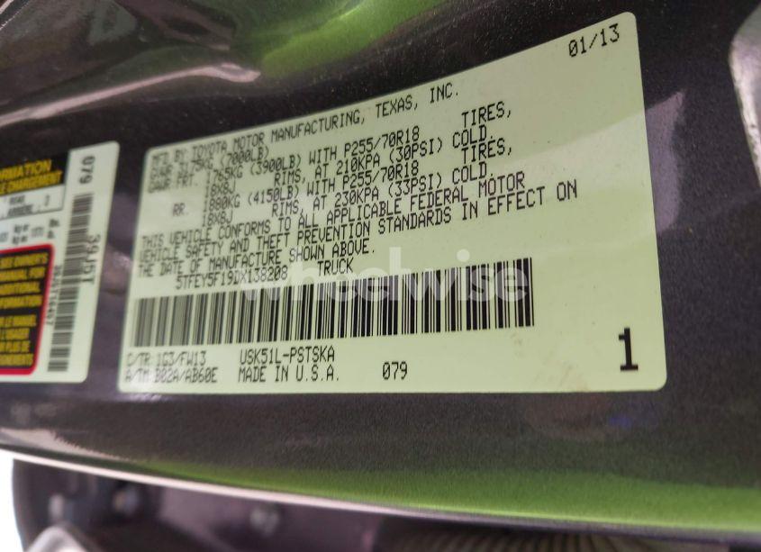 Photo 9 of 2013 Toyota Tundra GRADE 5.7L V8 (VIN 5TFEY5F19DX138208)