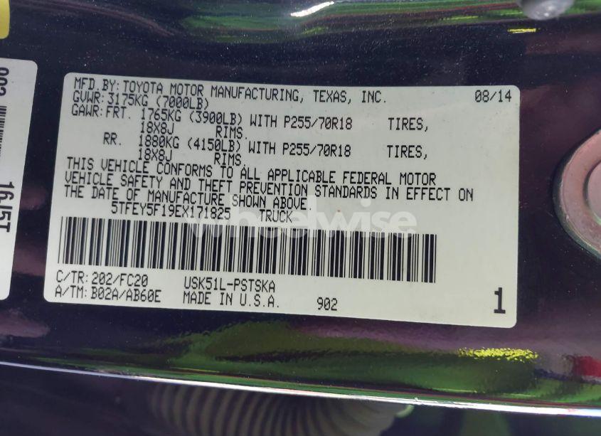 Photo 9 of 2014 Toyota Tundra SR5 5.7L V8 (VIN 5TFEY5F19EX171825)