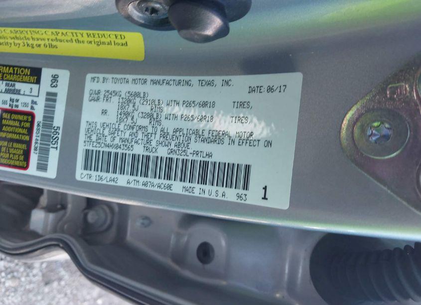 Photo 9 of 2017 Toyota Tacoma LIMITED (VIN 5TFEZ5CN4HX043565)