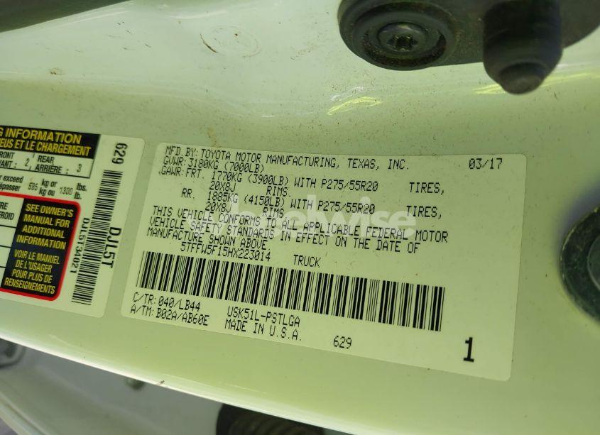 Photo 9 of 2017 Toyota Tundra LIMITED 5.7L V8 (VIN 5TFFW5F15HX223014)