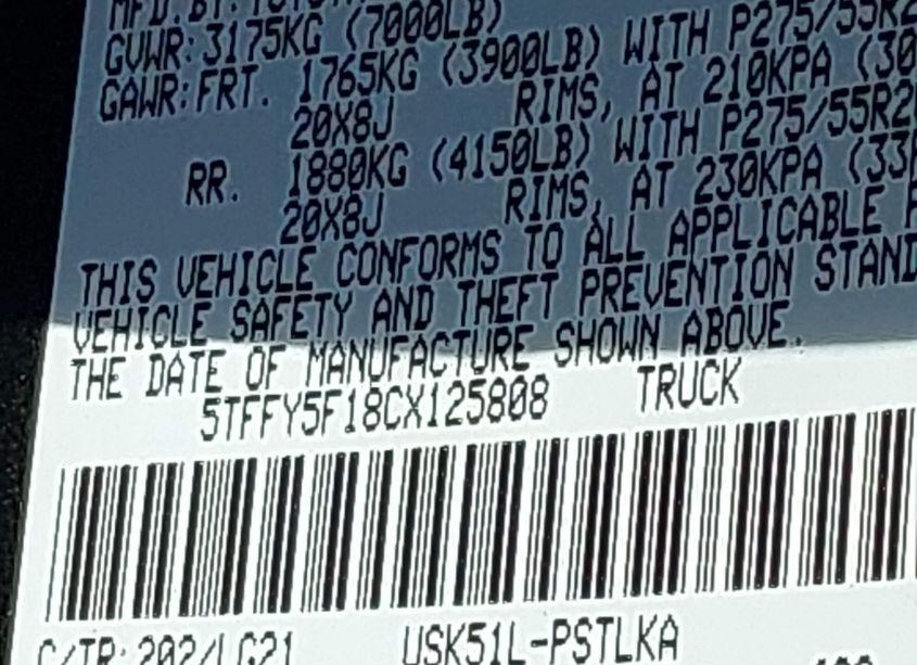 Photo 9 of 2012 Toyota Tundra LIMITED 5.7L V8 (VIN 5TFFY5F18CX125808)