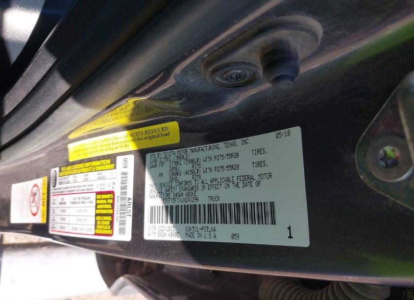 Photo 9 of 2018 Toyota Tundra LIMITED 5.7L V8 (VIN 5TFFY5F1XJX241296)