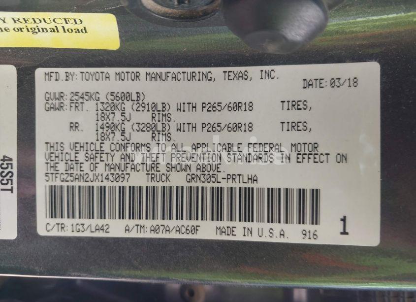 Photo 9 of 2018 Toyota Tacoma LIMITED (VIN 5TFGZ5AN2JX143097)