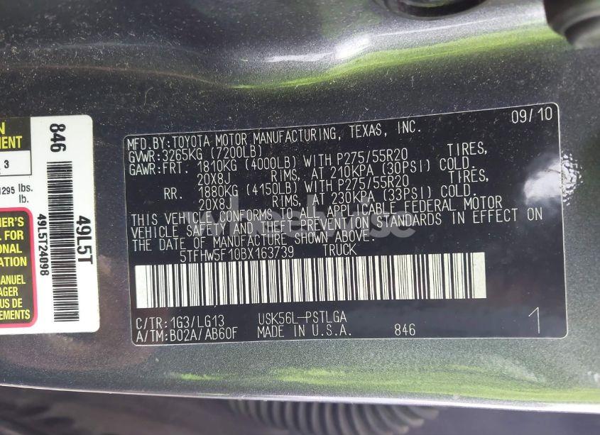 Photo 9 of 2011 Toyota Tundra LIMITED 5.7L V8 (VIN 5TFHW5F10BX163739)