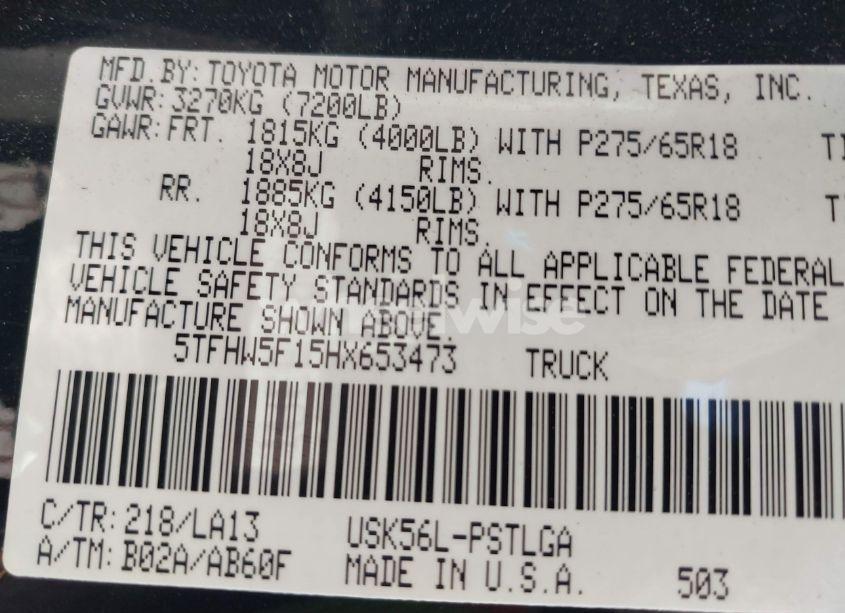 Photo 9 of 2017 Toyota Tundra LIMITED 5.7L V8 (VIN 5TFHW5F15HX653473)