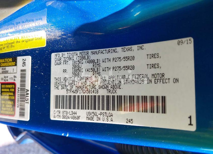 Photo 9 of 2016 Toyota Tundra LIMITED 5.7L V8 (VIN 5TFHW5F17GX501418)