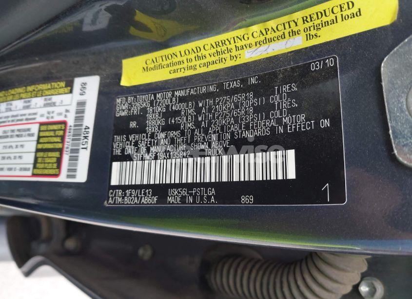 Photo 9 of 2010 Toyota Tundra LIMITED 5.7L V8 (VIN 5TFHW5F19AX135842)