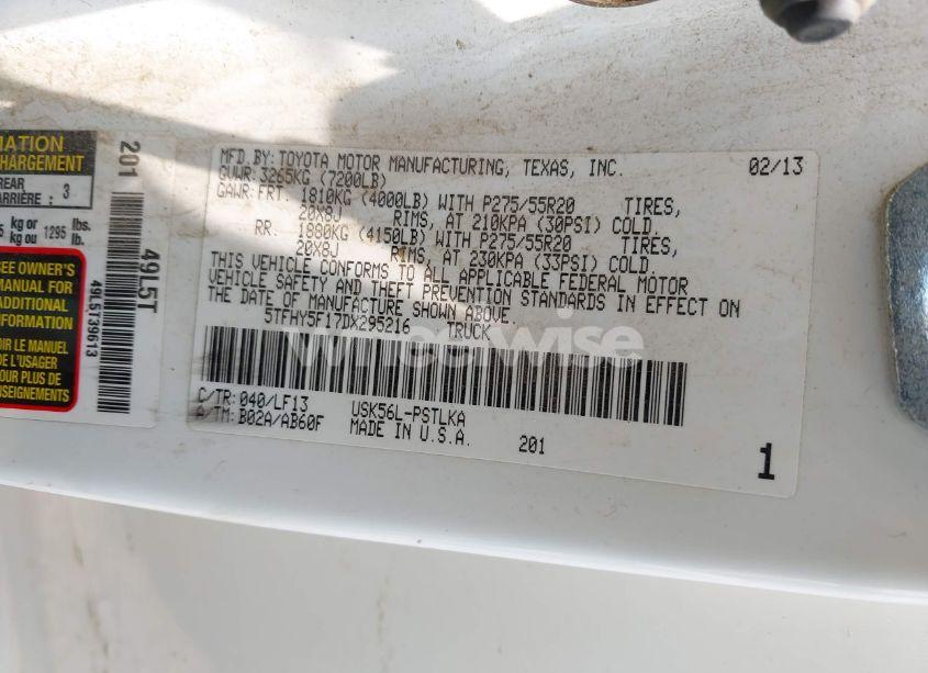 Photo 9 of 2013 Toyota Tundra LIMITED 5.7L V8 (VIN 5TFHY5F17DX295216)