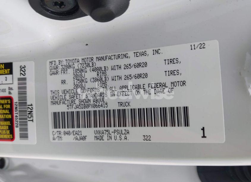 Photo 9 of 2023 Toyota Tundra LIMITED (VIN 5TFJA5DB0PX066415)