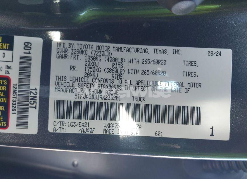 Photo 9 of 2024 Toyota Tundra LIMITED (VIN 5TFJA5DB1RX235201)