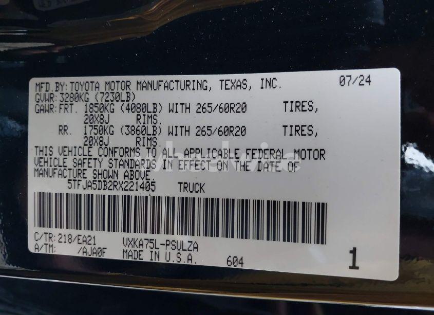 Photo 9 of 2024 Toyota Tundra LIMITED (VIN 5TFJA5DB2RX221405)